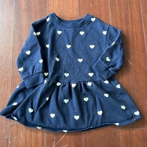 Baby gap blue terry cotton dress. Navy with hearts. Size 2T